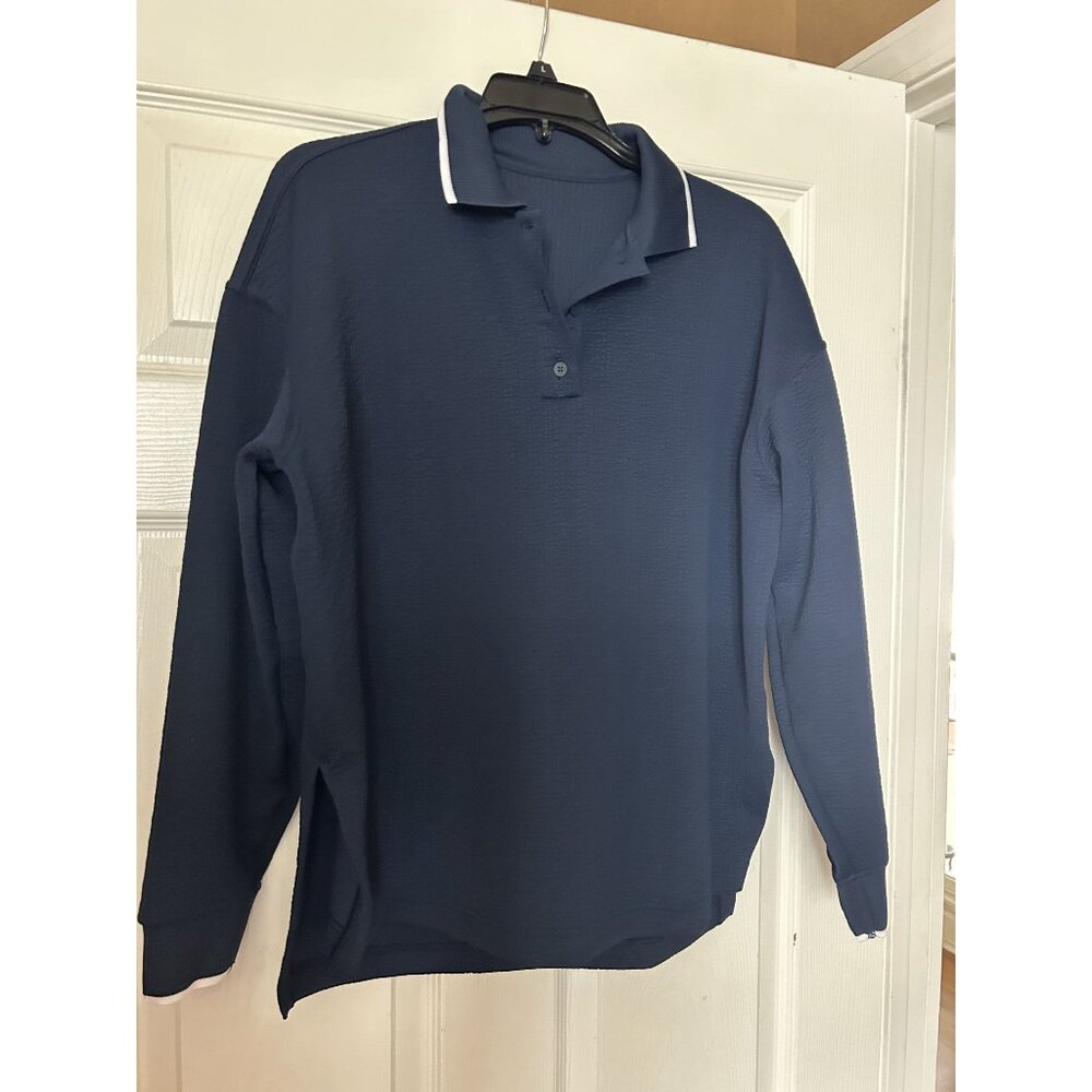 Lululemon women's navy polo shirt--size s/m